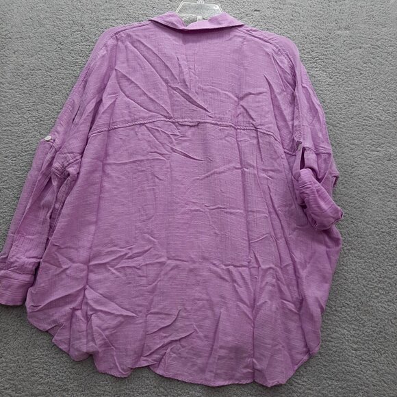 American Eagle Go Big Womens Purple Button-Up Shirt Sz S Lightweight Relaxed Fit - Picture 7 of 8